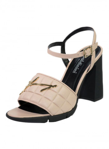 Buckle Closure High Heeled Pumps Beige