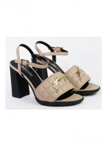 Buckle Closure High Heeled Pumps Beige