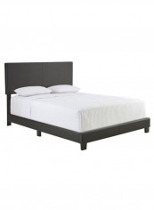 Sleep Sync Zander Padded Platform Bed With Mattress Dark Grey 200 x 200centimeter