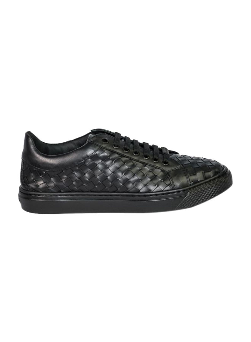 Woven Nappa Lace-up Sneakers Black