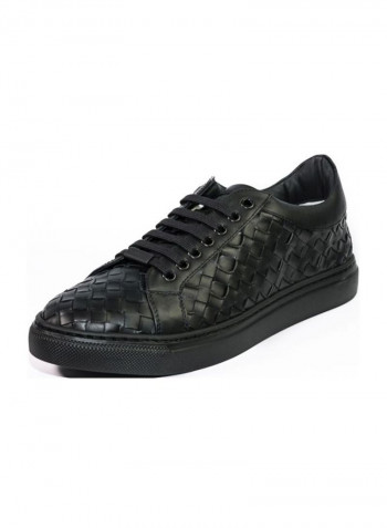 Woven Nappa Lace-up Sneakers Black