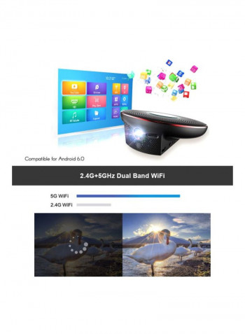 Bluetooth DLP Video 3D Projector Black/Red