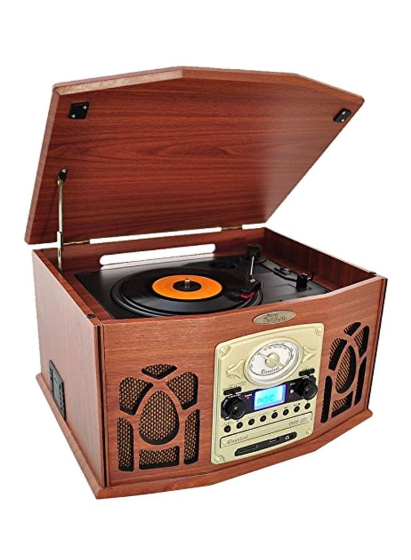 Vintage Turntable Vinyl Stereo System PTCDS7UBTBW Brown