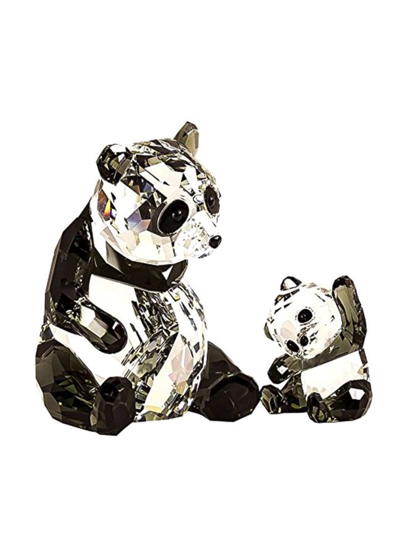 2-Piece Mother Panda With Baby Figurine Clear 3.125x4.125x2.75inch