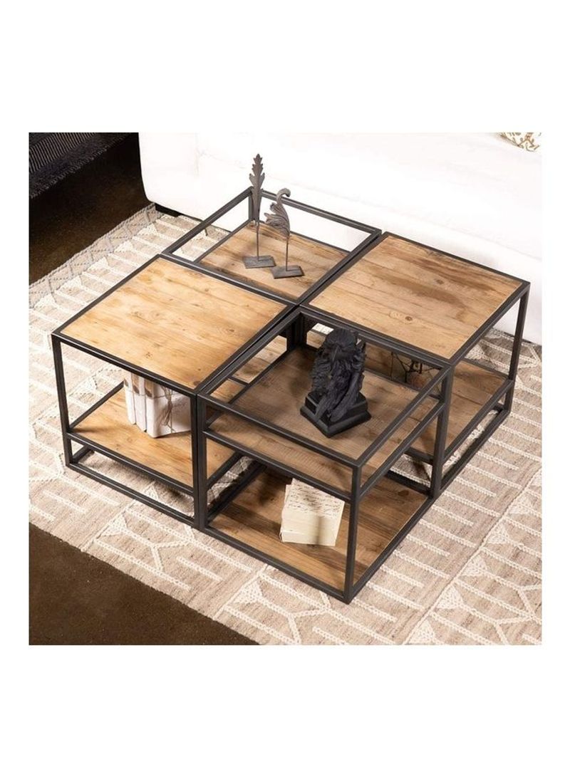Contemporary Style Table Brown 100 x 100 x 45cm