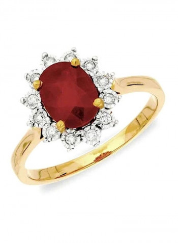 18 Karat Rose Gold 0.10Ct Diamond And Ruby Stone Studded Ring