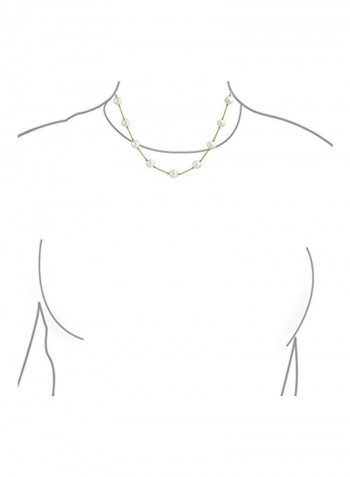 14K Gold Freshwater Cultured Pearl Bar Necklace