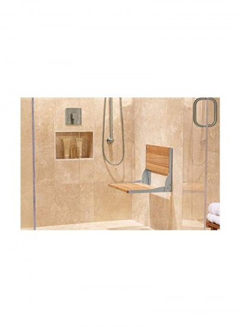 Folding Shower Seat Brown/Silver 22.4 x 5.5 x 18.1 iinch