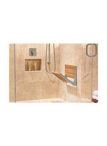 Folding Shower Seat Brown/Silver 22.4 x 5.5 x 18.1 iinch