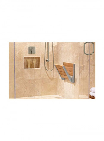 Folding Shower Seat Brown/Silver 22.4 x 5.5 x 18.1 iinch