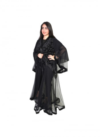 Geelato Satin Fabric Abaya Black