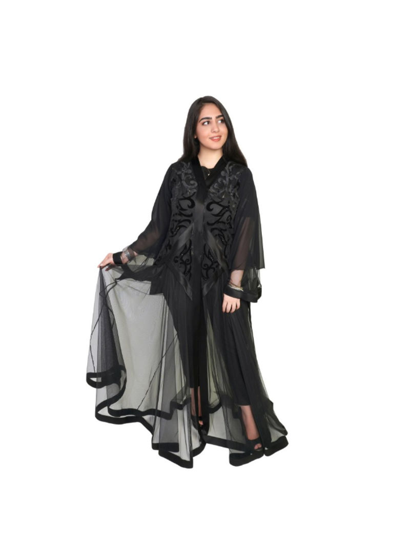Geelato Satin Fabric  Abaya Black