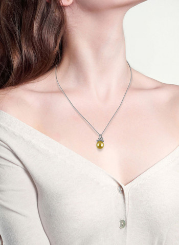 0.15 Ct Diamond And Pearl Drop Pendant White Gold
