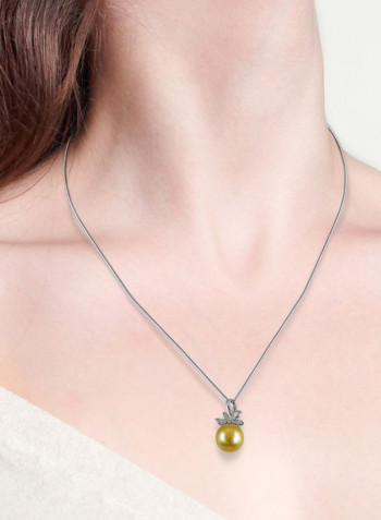 0.15 Ct Diamond And Pearl Drop Pendant White Gold