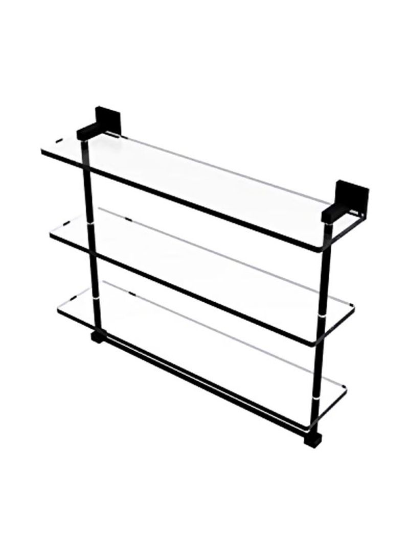 Montero Collection Triple Tiered Integrated Towel bar Glass Shelf Clear/Matte Black 22inch