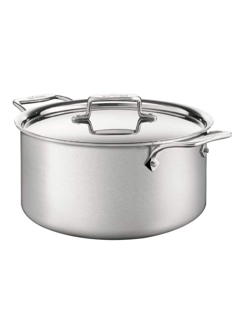 Stainless Steel Stockpot With Lid Silver 7.57L
