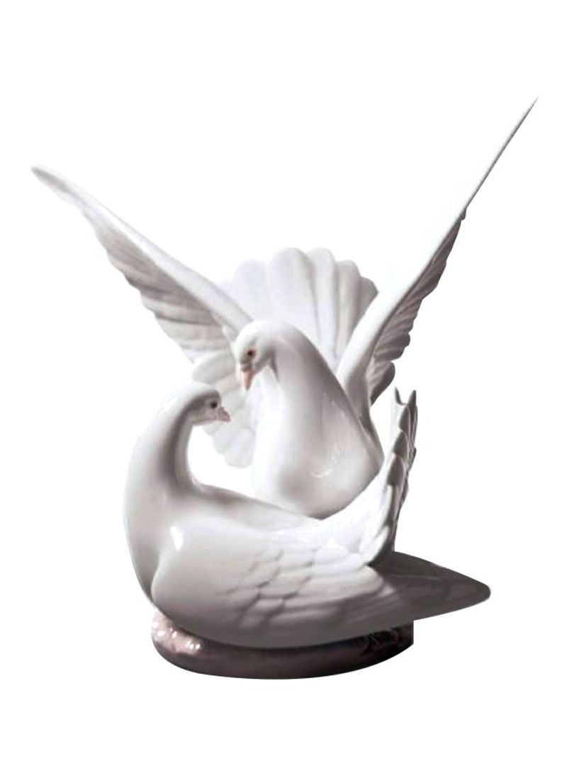 Porcelain Dove Love Nest Figurine White/Beige 8.7x9.8x9.4inch