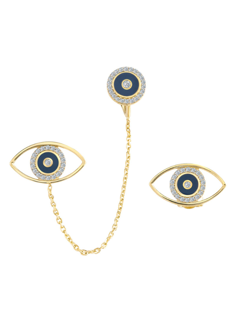 18 Karat Gold Sapphire Evil Eye Enamel Dangle Earrings