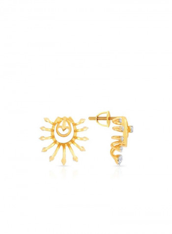 18 Karat Yellow Gold Diamond Studded Earrings