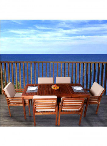 7-Pieces Acacia Wood Garden Dining Set Brown Table Size:74x90x180cm,Chair Size:84x60x60cm.cm
