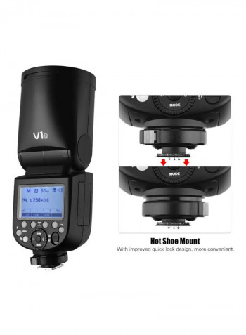 Professional Speedlite Round Head Camera Flash - UK Plug Black