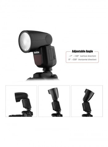 Professional Speedlite Round Head Camera Flash - US Plug Black