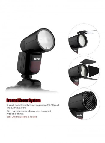 Wireless Speedlite Round Head Camera Flash Black