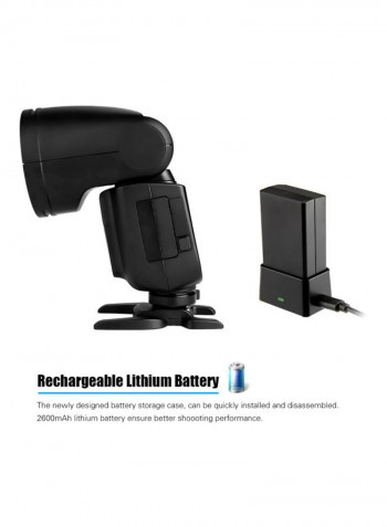 Wireless Speedlite Round Head Camera Flash Black