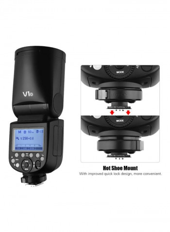 Wireless Speedlite Round Head Camera Flash 22.7x9.7x20.5centimeter Black