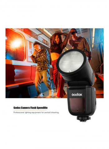 Wireless Speedlite Round Head Camera Flash 22.7x9.7x20.5centimeter Black