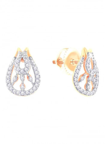 18 Karat Gold Stud Earrings With Diamond