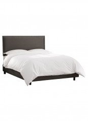 Burling Nail Button Border Bed With Mattress Charcoal Grey 180 x 200centimeter