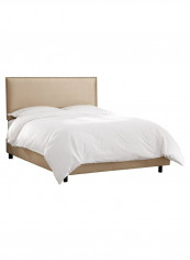 Burling Nail Button Border Bed With Mattress Oatmeal 180 x 200centimeter