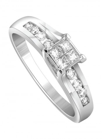 14 Karat White Gold Diamond Studded Ring