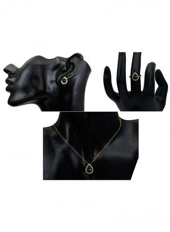 3-Piece 18 Karat Solid Gold 0.32 Carat Diamonds With 7 mm Pearl Drop Jewellery