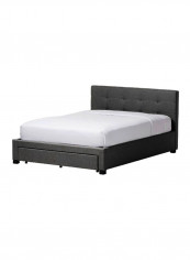 Contemporary Platform Storage Bed With Mattress Charcoal Grey/White Super King