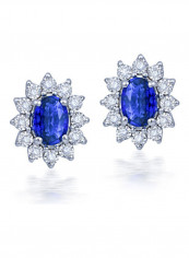 18 Karat White Gold 1.61ct Sapphire 0.12ct Diamond Earring