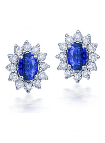 18 Karat White Gold 1.61ct Sapphire 0.12ct Diamond Earring