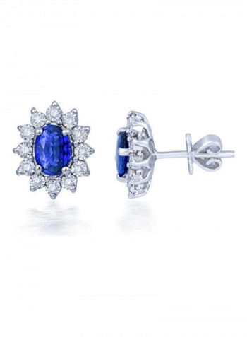 18 Karat White Gold 1.61ct Sapphire 0.12ct Diamond Earring