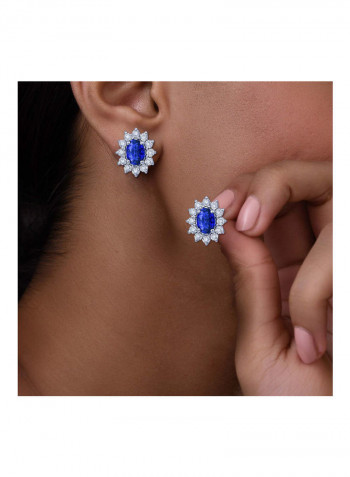 18 Karat White Gold 1.61ct Sapphire 0.12ct Diamond Earring