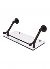 Floating Gallery Rail Glass Shelf Clear/Black 18inch