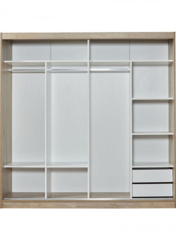 Pandora Sliding Door Wardrobe With Mirror White/Beige 206x60x207cm