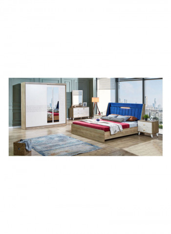 Pandora Sliding Door Wardrobe With Mirror White/Beige 206x60x207cm