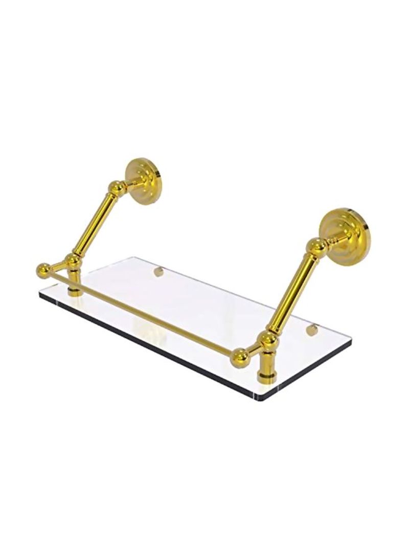 Prestige Que New Floating Gallery Rail Glass Shelf Polished Brass/Clear 18inch