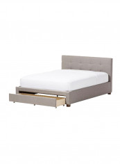 Contemporary Platform Storage Bed With Mattress Grey/White Super King