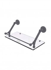 Prestige Skyline Wall Mounted Glass Shelf With Gallery Rail Grey/Clear 18inch