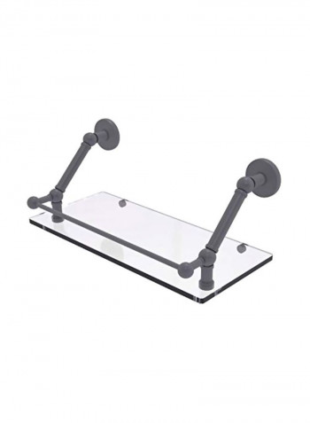 Prestige Skyline Wall Mounted Glass Shelf With Gallery Rail Grey/Clear 18inch