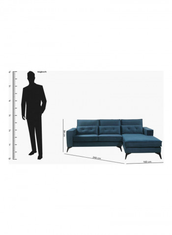 Clover Right Corner Sofa Blue 84 x 160 x 240cm