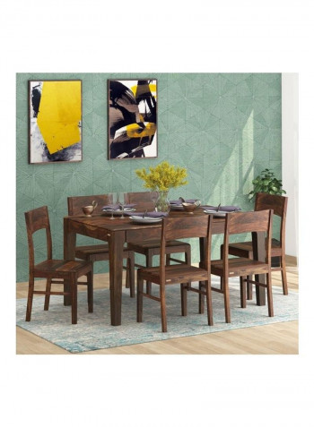 Seri 6-Seater Dining Set Brown/Black 1x1x1cm