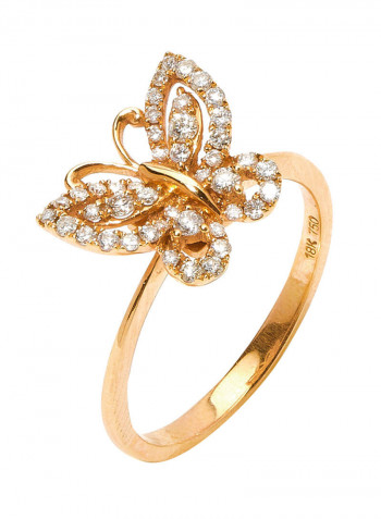 18K Gold Butterfly Design Diamond Ring